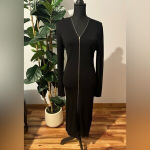 Elegant Black Zipper Dress DKNY